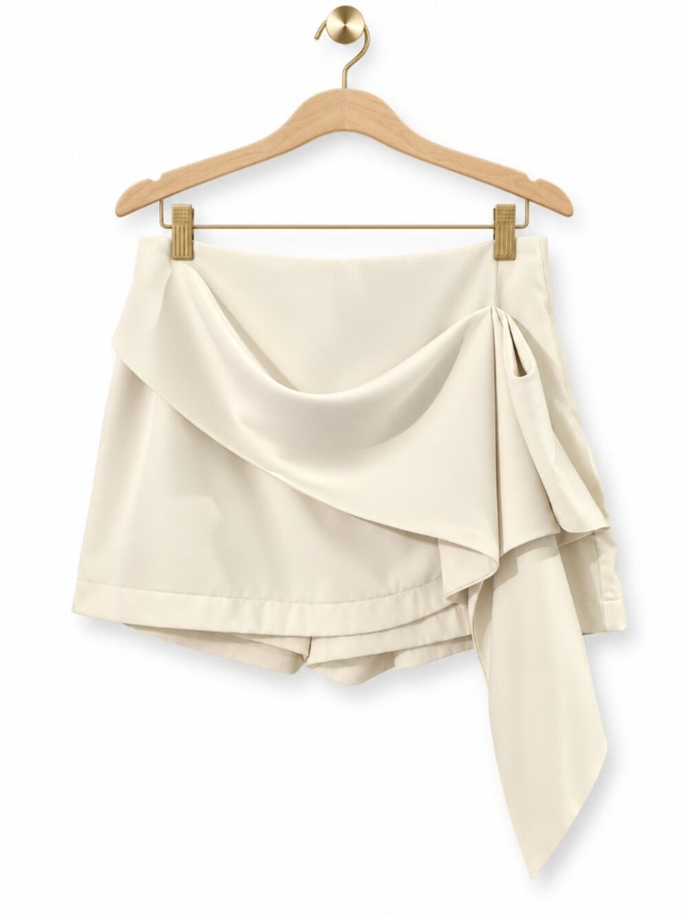 TCEC Ivory Asymmetrical Wrap Skort Medium Draped Mini Bridal Going Out